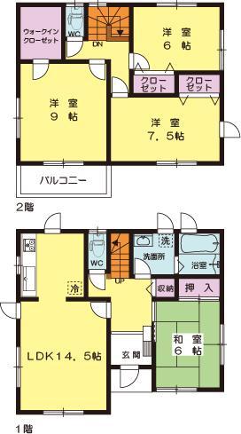 Floor plan. 26,800,000 yen, 4LDK, Land area 163.99 sq m , Building area 105.99 sq m 3 Building Change to all-electric is also possible