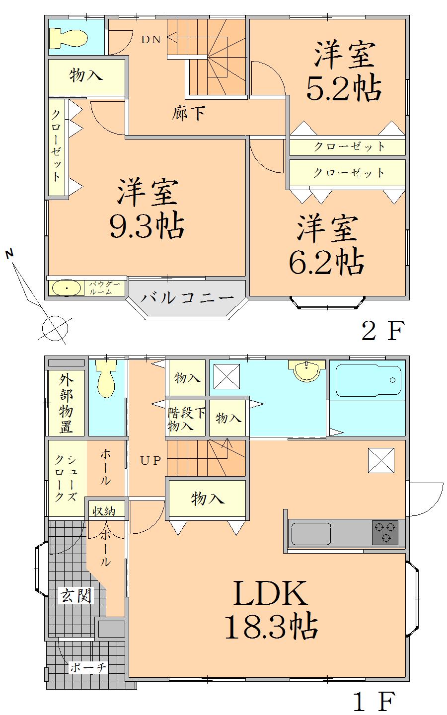 Floor plan. 35 million yen, 3LDK, Land area 180.75 sq m , Building area 105.05 sq m