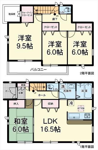 Floor plan. (5 Building), Price 36,800,000 yen, 4LDK, Land area 132.84 sq m , Building area 105.99 sq m