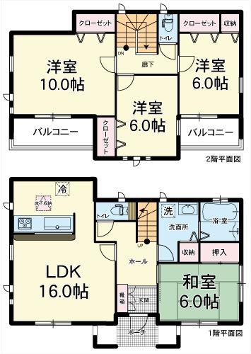 Floor plan. (6 Building), Price 39,800,000 yen, 4LDK, Land area 140.57 sq m , Building area 106.81 sq m