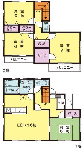 Floor plan. (1 Building), Price 24,800,000 yen, 4LDK, Land area 171.13 sq m , Building area 105.99 sq m