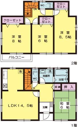 Floor plan. (Building 2), Price 24 million yen, 4LDK, Land area 170.44 sq m , Building area 105.99 sq m