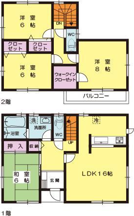 Floor plan. (6 Building), Price 24,800,000 yen, 4LDK, Land area 179.18 sq m , Building area 104.33 sq m