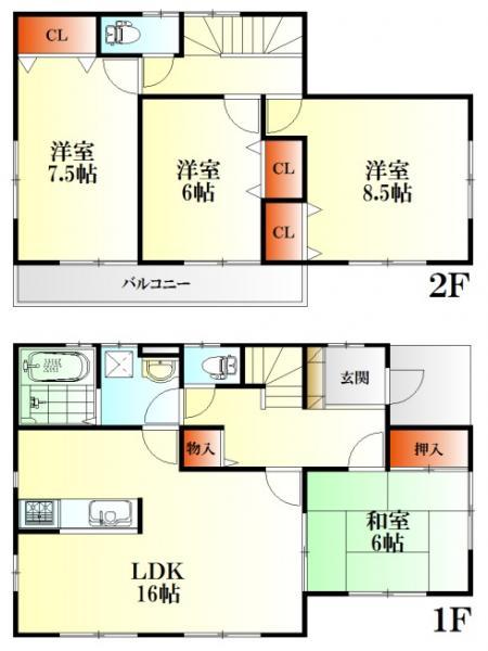 Floor plan. 39,300,000 yen, 4LDK, Land area 222.75 sq m , Building area 105.16 sq m