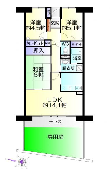 Floor plan. 3LDK, Price 14.5 million yen, Occupied area 67.32 sq m