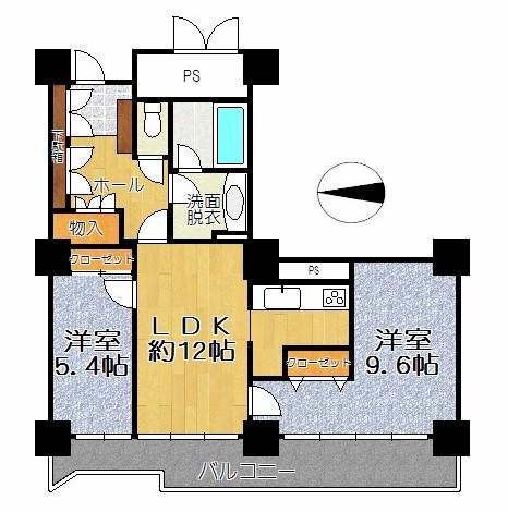 Floor plan. 2LDK, Price 7.5 million yen, Occupied area 65.77 sq m , Balcony area 13.54 sq m