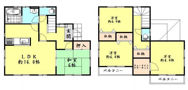Floor plan. 24,800,000 yen, 4LDK, Land area 171.13 sq m , Building area 105.99 sq m