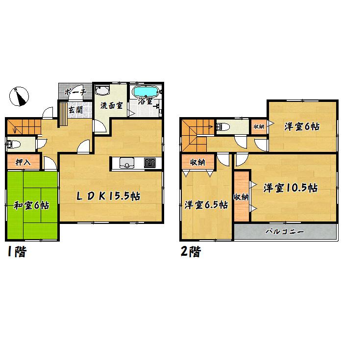 Floor plan. 27,800,000 yen, 4LDK, Land area 159.93 sq m , Building area 105.99 sq m Matsugaoka ・ 4 Building