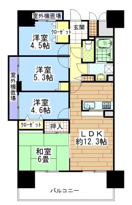 Floor plan. 4LDK, Price 16.8 million yen, Occupied area 72.36 sq m , Balcony area 12.42 sq m
