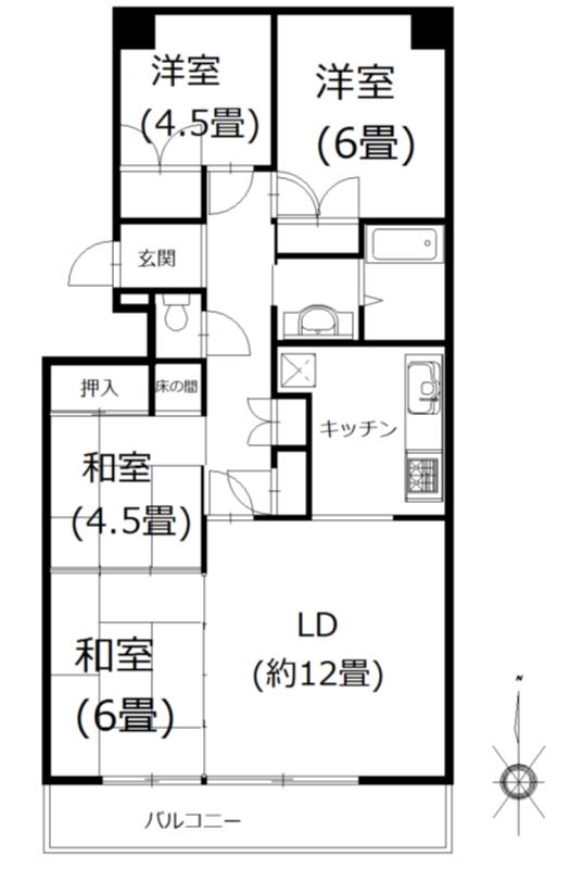 Floor plan. 4LDK, Price 13.8 million yen, Occupied area 83.98 sq m , Balcony area 10 sq m
