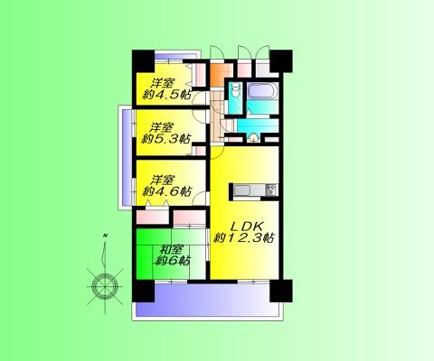 Floor plan. 4LDK, Price 14.8 million yen, Occupied area 72.36 sq m , Balcony area 12.42 sq m