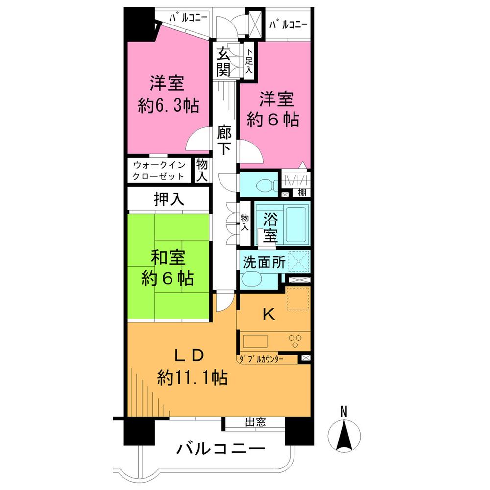 Floor plan. 3LDK, Price 19.9 million yen, Occupied area 77.19 sq m , Balcony area 11.26 sq m