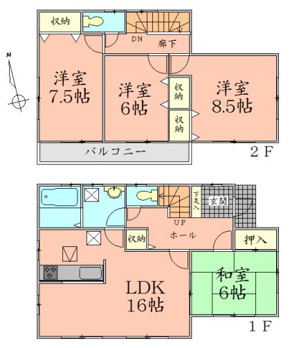 Floor plan. 39,300,000 yen, 4LDK, Land area 222.75 sq m , Building area 105.2 sq m