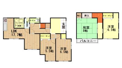 Floor plan. 21,980,000 yen, 4LDK, Land area 206.33 sq m , Building area 110.13 sq m