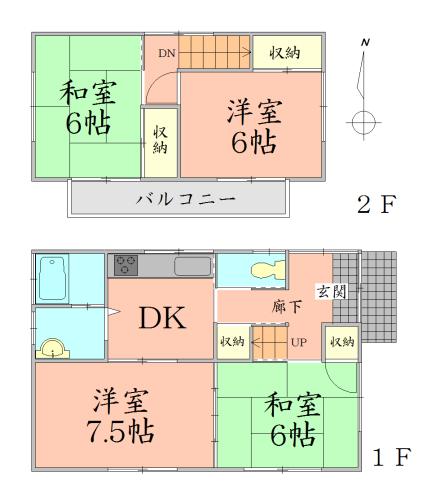 Floor plan. 24,800,000 yen, 4DK, Land area 163.75 sq m , Building area 71.2 sq m