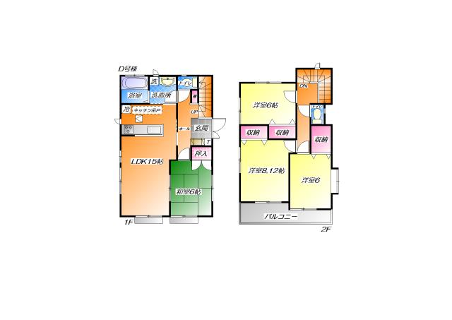 Floor plan. (D Building), Price 24,200,000 yen, 4LDK, Land area 164.91 sq m , Building area 102.26 sq m