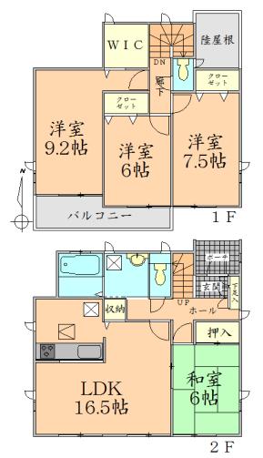 Floor plan. 33,800,000 yen, 4LDK + S (storeroom), Land area 213.73 sq m , Building area 106.41 sq m