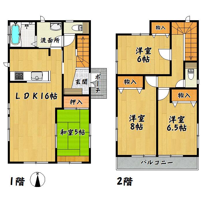 Floor plan. 22,800,000 yen, 4LDK, Land area 137.95 sq m , Building area 99.78 sq m Taihaku Ku Fukurobara 6-chome, A Building