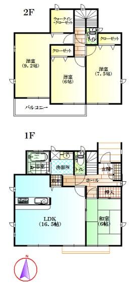 Floor plan. 33,800,000 yen, 4LDK, Land area 213.73 sq m , Building area 106.41 sq m