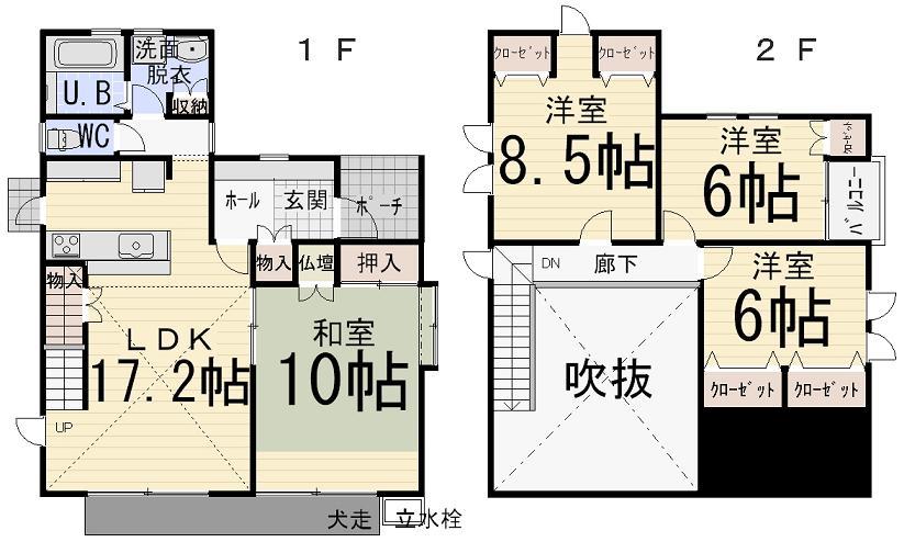 Floor plan. 25,500,000 yen, 4LDK, Land area 213.85 sq m , A building area of ​​113.44 sq m open-air spacious space