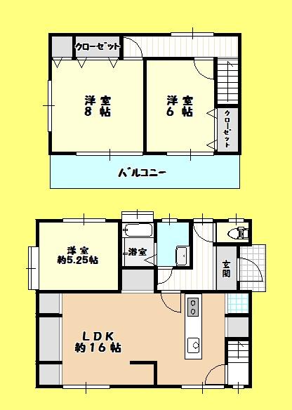 Floor plan. 14.8 million yen, 3LDK, Land area 147.97 sq m , Building area 87.47 sq m