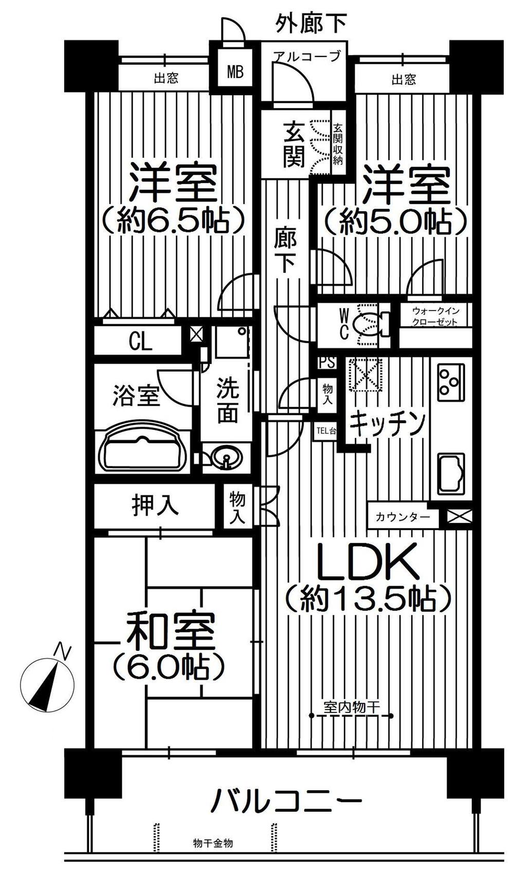 Floor plan. 3LDK, Price 22 million yen, Occupied area 68.71 sq m , Balcony area 11.34 sq m