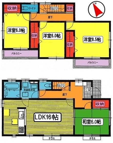 Floor plan. (Building 2), Price 29,750,000 yen, 4LDK, Land area 169.71 sq m , Building area 105.99 sq m