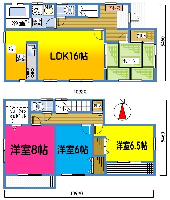 Floor plan. (3 Building), Price 29,650,000 yen, 4LDK+S, Land area 171.44 sq m , Building area 105.99 sq m