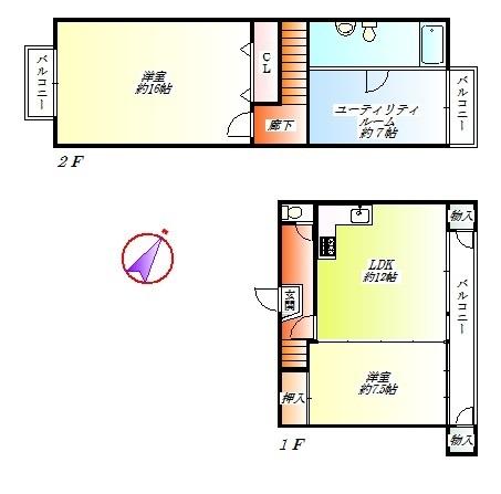 Floor plan. 2LDK, Price 10 million yen, Footprint 100.61 sq m , Balcony area 12.8 sq m