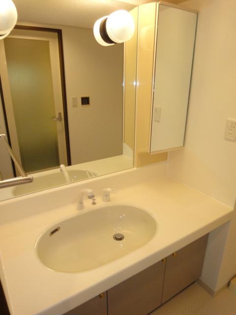 Wash basin, toilet. Washroom