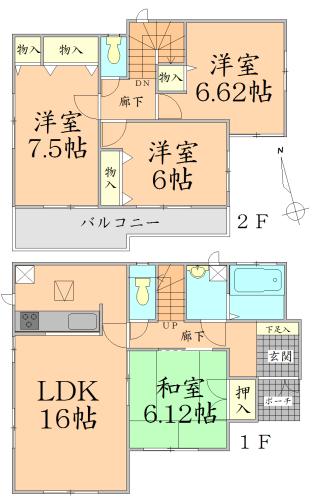 Floor plan. 22,400,000 yen, 4LDK, Land area 121.14 sq m , Building area 98.95 sq m