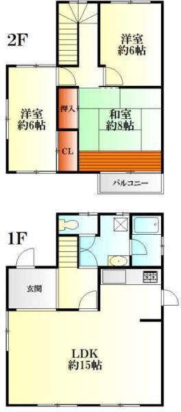 Floor plan. 15.5 million yen, 3LDK, Land area 198.34 sq m , Building area 86.38 sq m