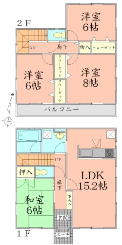 Floor plan. 27,900,000 yen, 4LDK, Land area 169.23 sq m , Building area 96.39 sq m
