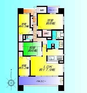 Floor plan. 4LDK, Price 39,800,000 yen, Occupied area 95.82 sq m , Balcony area 21.05 sq m