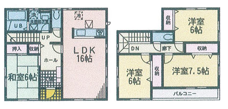 Floor plan. (Building 2), Price 31.5 million yen, 4LDK, Land area 166.45 sq m , Building area 105.98 sq m