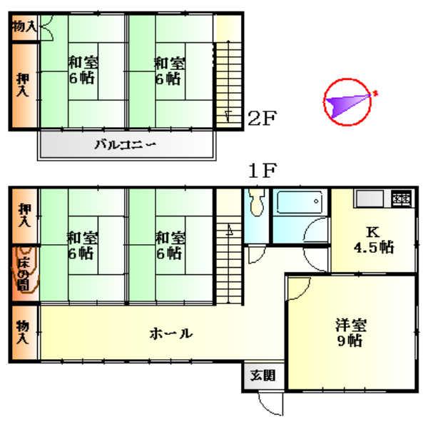 Floor plan. 13.5 million yen, 5K, Land area 289.64 sq m , Building area 101.01 sq m