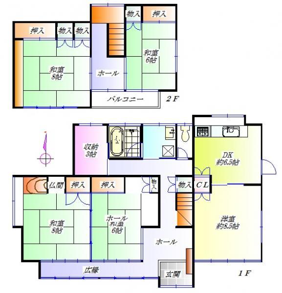 Floor plan. 23.5 million yen, 5DK+S, Land area 276.35 sq m , Building area 135.79 sq m
