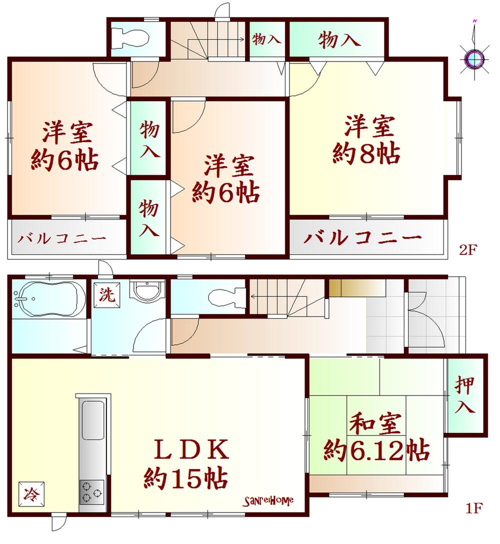 Floor plan. (1 Building), Price 22,900,000 yen, 4LDK, Land area 165.37 sq m , Building area 99.15 sq m