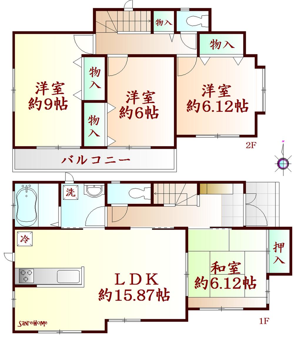 Floor plan. (Building 2), Price 22,900,000 yen, 4LDK, Land area 165.27 sq m , Building area 102.67 sq m