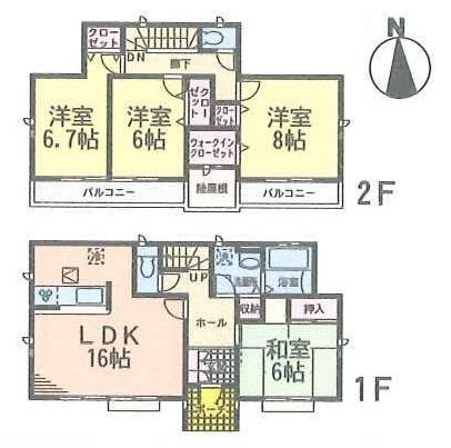 Floor plan. (Building 2), Price 39,800,000 yen, 4LDK, Land area 150.47 sq m , Building area 105.98 sq m