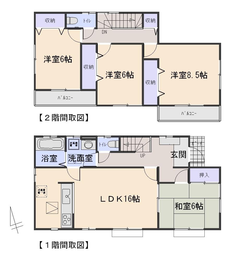 Floor plan. (Building 2), Price 29,750,000 yen, 4LDK, Land area 169.71 sq m , Building area 105.99 sq m
