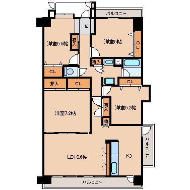 Floor plan. 4LDK, Price 13.8 million yen, Occupied area 86.02 sq m