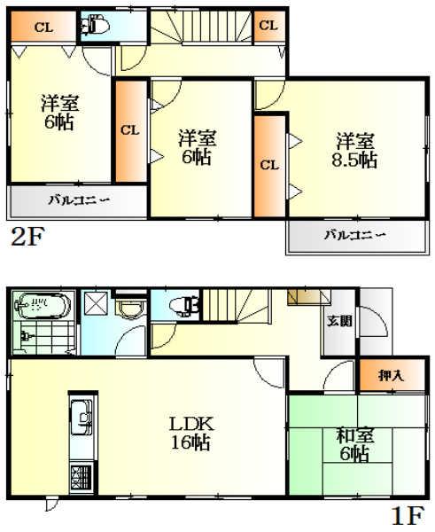 Floor plan. 29,750,000 yen, 4LDK, Land area 169.71 sq m , Building area 105.99 sq m