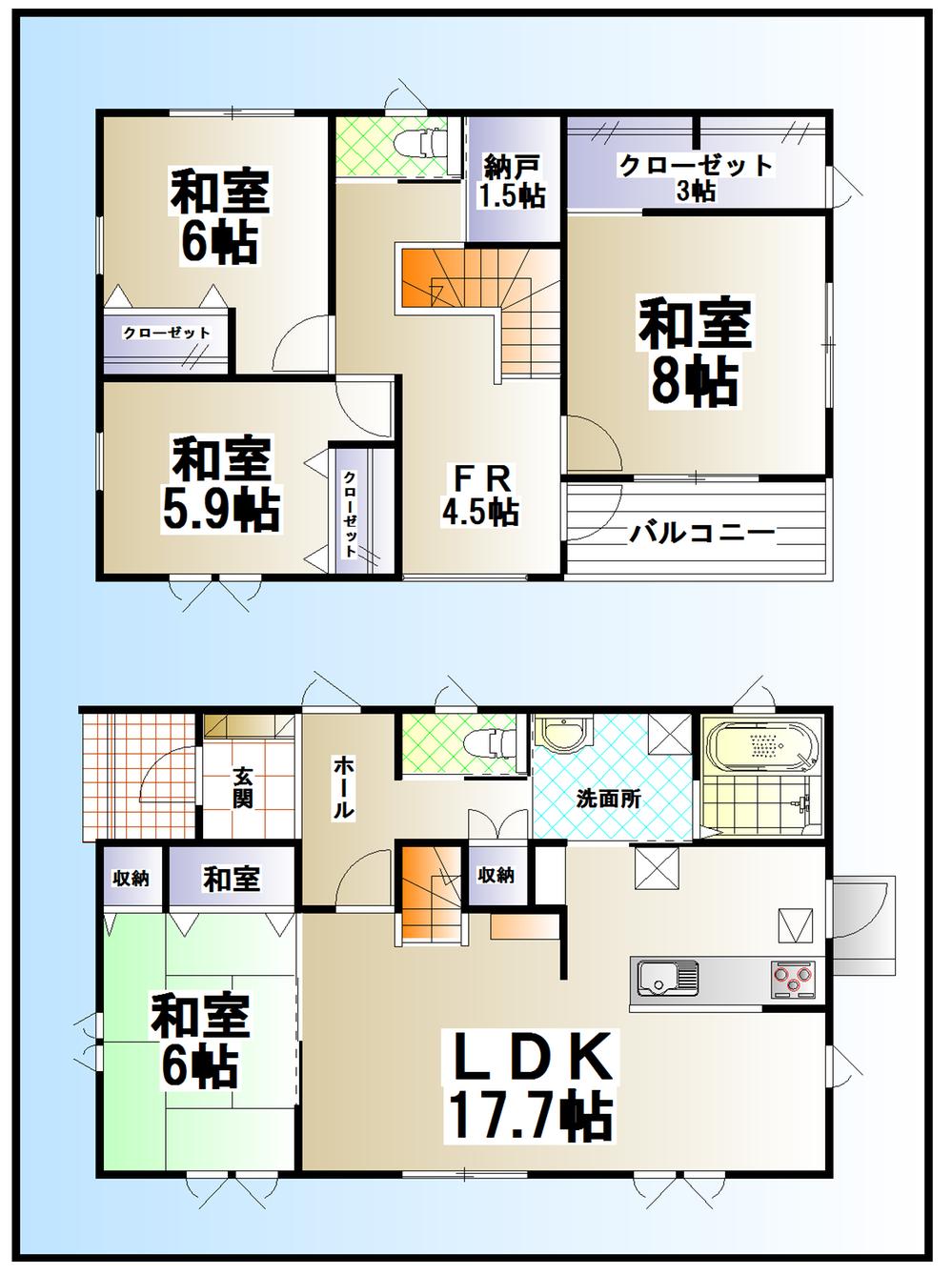 Floor plan. 52,800,000 yen, 4LDK, Land area 201 sq m , Building area 120.06 sq m