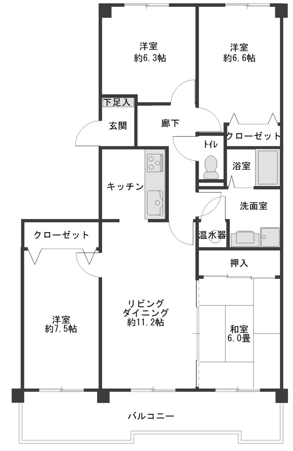 Floor plan. 4LDK, Price 16,900,000 yen, Occupied area 90.14 sq m , Balcony area 13.16 sq m Floor