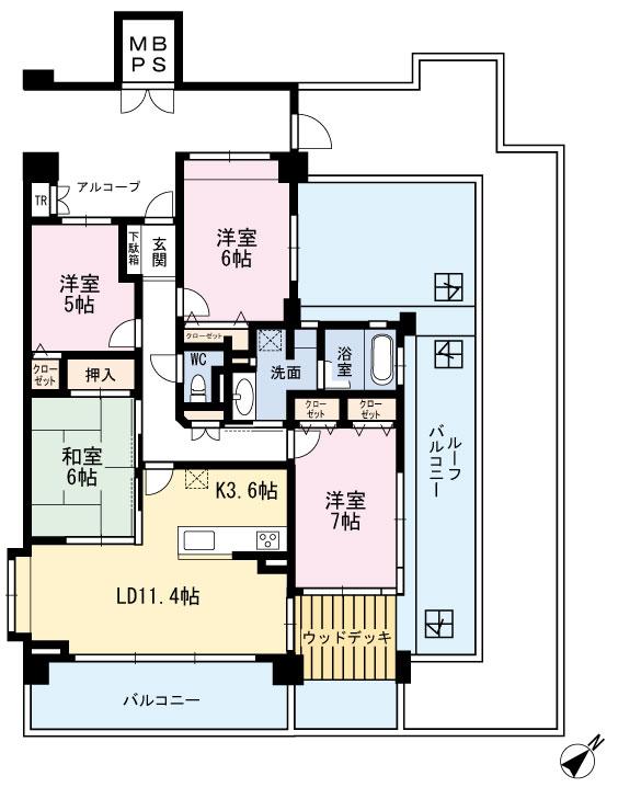 Floor plan. 4LDK, Price 34,300,000 yen, Footprint 89.2 sq m , Balcony area 11.52 sq m