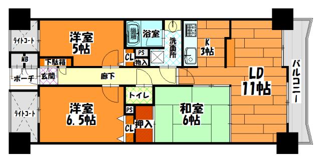Floor plan. 3LDK, Price 17.5 million yen, Occupied area 70.28 sq m