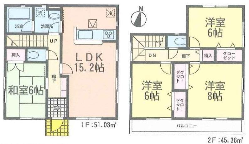 Floor plan. (1 Building), Price 27,900,000 yen, 4LDK, Land area 169.23 sq m , Building area 96.39 sq m