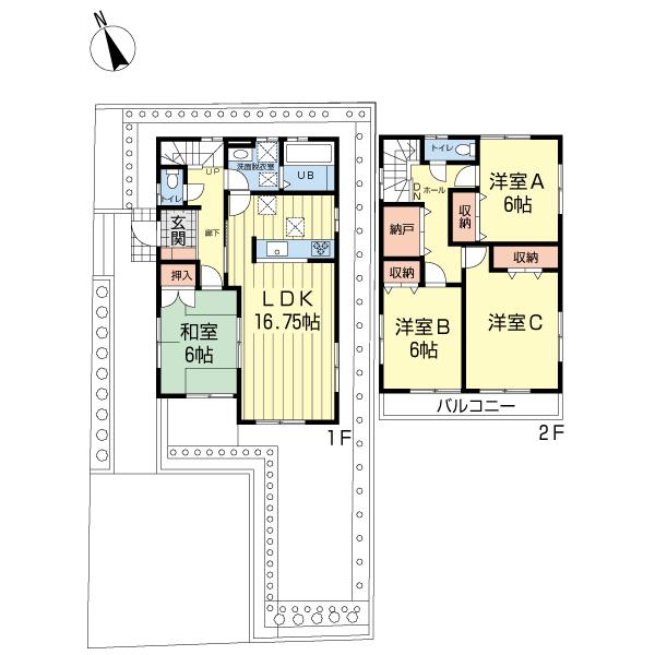 Floor plan. 25,400,000 yen, 4LDK + S (storeroom), Land area 170.04 sq m , Building area 105.16 sq m garden, Parking space