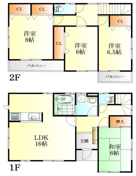 Floor plan. 32,800,000 yen, 4LDK, Land area 165.13 sq m , Building area 105.99 sq m